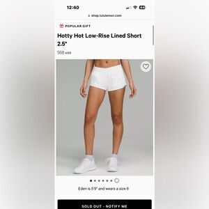 Lululemon hotty hot low rise shorts